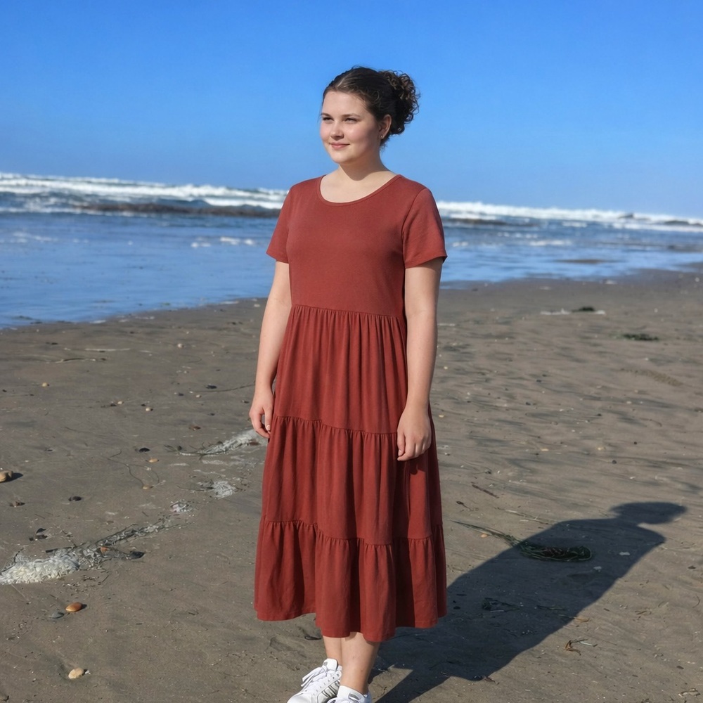 Chic Burgundy Midi Dress - Picture 2 of 6